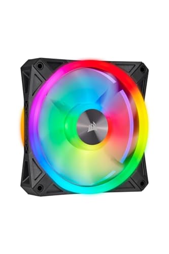 Corsair iCUE QL120 RGB, 120-mm-RGB-LED-PWM-Lüfter (34 Einzeln Ansteuerbare RGB-LEDs, Schwindigkeiten Bis zu 1,500 U/Min, Geräuscharm) Einzelpackung - schwarz von Corsair