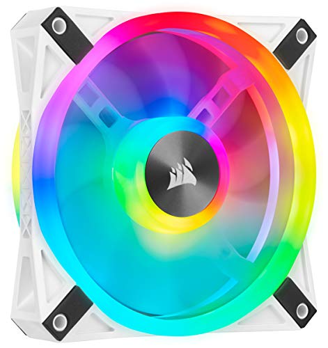 Corsair iCUE QL120 RGB, 120-mm-RGB-LED-PWM-Lüfter (34 Einzeln Ansteuerbare RGB-LEDs, Schwindigkeiten Bis zu 1,500 U/Min, Geräuscharm) Einzelpackung - weiß von Corsair