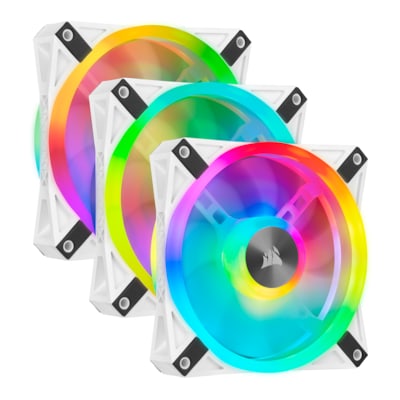 Corsair iCUE QL120 RGB Gehäuse Lüfter 3er-Pack in Weiß mit Lighting Node 120mm von Corsair