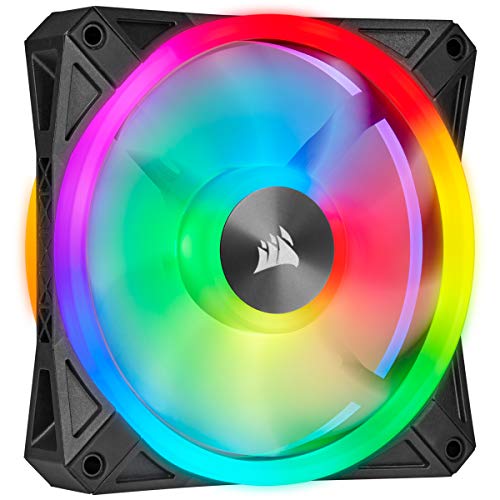 Corsair iCUE QL140 RGB, 140-mm-RGB-LED-PWM-Lüfter (68 Einzeln Ansteuerbare RGB-LEDs, Schwindigkeiten Bis zu 1,250 U/Min, Geräuscharm) 2er-Pack mit Lighting Node Core - schwarz von Corsair