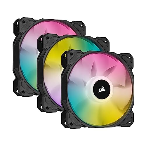 Corsair iCUE SP120 RGB ELITE Performance 120mm-PWM-Lüfter 3er-Pack mit iCUE Lighting Node CORE (CORSAIR AirGuide-Technologie, Acht Ansteuerbare RGB-LEDs, Leise 18 dBA, Bis zu 1.500 U/min) Schwarz von Corsair