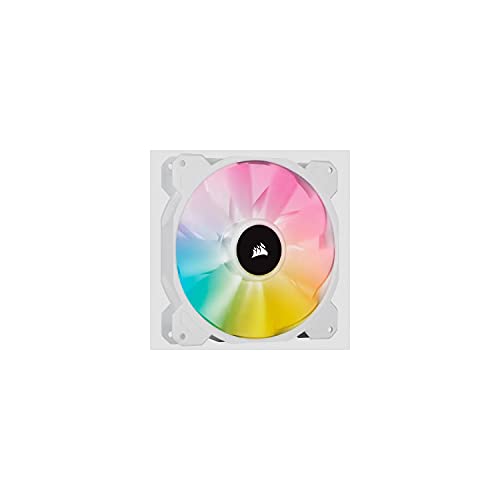 Corsair iCUE SP140 RGB ELITE Performance 140mm-PWM-Einzellüfter (CORSAIR AirGuide-Technologie, acht ansteuerbare RGB-LEDs, leise 18 dBA, PWM- gesteuert, bis zu 1.200 U/min mit 115,7 m³/h) Weiß von Corsair