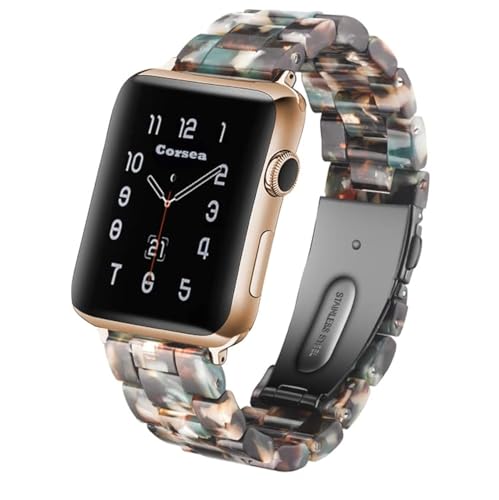 Corsea Armband aus Kunstharz für Apple Watch, leicht, bequem und modisch, kompatibel mit Serie 8, 7, 6, 5, 4, 3, 2, 1 SE, 42 mm, 44 mm, 45 mm, 49 mm, Totorise Stone mit Blau von Corsea