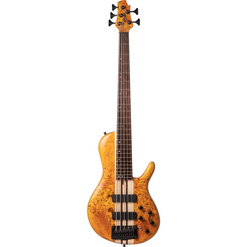 Cort A5 Plus SC Amber Open Pore 5-String Electric Bass Guitar with Soft Case von Cort