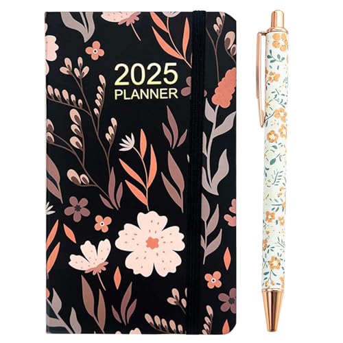Taschenkalender 2025 Klein Terminplaner 2025 A6 1*Kalender + 1*Stift Planer 2025 Wochenplaner 15.7 X 9.2cm Lebenskompass Kalender 2025 Buchkalender 2025 mit Trageriemen und Lesezeichen von Cosiesnest