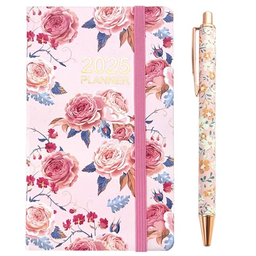 Taschenkalender 2025 Klein Terminplaner 2025 A6 1*Kalender + 1*Stift Planer 2025 Wochenplaner 15.7 X 9.2cm Lebenskompass Kalender 2025 Buchkalender 2025 mit Trageriemen und Lesezeichen von Cosiesnest