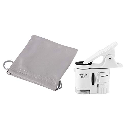 Juli- Handy-Mikroskop-Objektiv mit 60-facher Lupe LED UV-Licht Mini-Handy-Clip-Mikroskop für Handys und Tablets von Cosiki