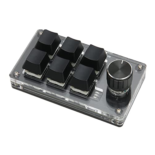Tastatur, DIY Programmierbare Allgemeine 6-Tasten-Einhandtastatur mit Knopf für Computer (Schwarz) von Cosiki