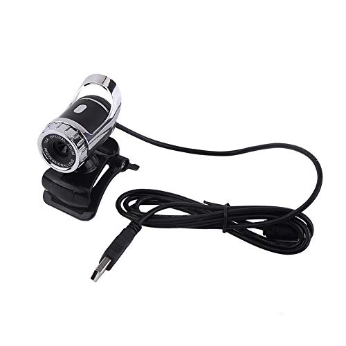 USB 2.0-Kamera, Clip-on Webcam, USB 2.0 12M Pixel, Plug & Play, Webkamera HD 360 ° Drehständer Eingebautes Mikrofon für PC,Webcam mit mikrofon (Silber) von Cosiki