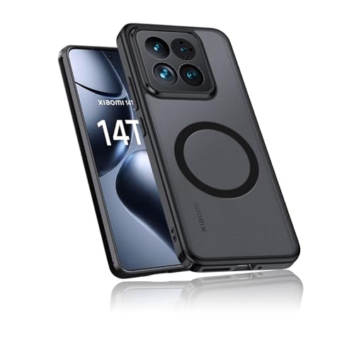 Cosmeria Magnetische Handyhülle Für Xiaomi 14T Pro Mit MagSafe Kompatibel Matte Oberfläche Stoßfeste TPU Und PC Schutzhülle Schwarz von Cosmeria