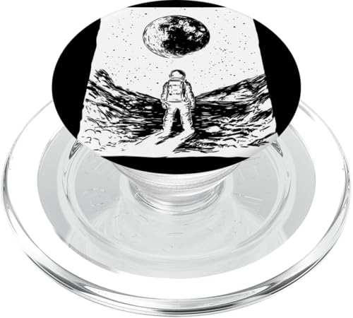 Astronaut blickt auf den Mond PopSockets PopGrip für MagSafe von Cosmic Landscape and Astronaut Artwork