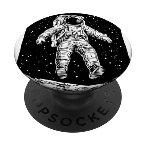 Astronaut schwebt im Weltraum Kunstwerk Galaxie Mond PopSockets Klebender PopGrip von Cosmic Landscape and Astronaut Artwork