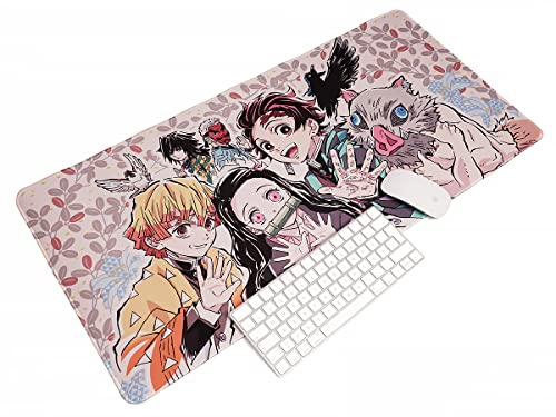 Großes Kimetsu no Yaiba Gaming Mauspad | XXL Manga Tischauflage 80x40cm | Motiv: Nezuko, Tanjiro & Freunde von CosplayStudio