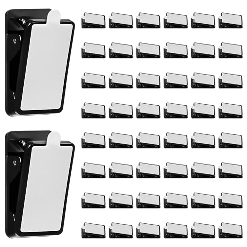 Kunststoff Federclips,Cosswe 50 Stück Klebrige Federclips Selbstklebende Mini Wandclips Outdoor Selbstklebend Transparent Hängende Federklammern, Deko Clip für Zuhause Büro(Schwarz) von Cosswe