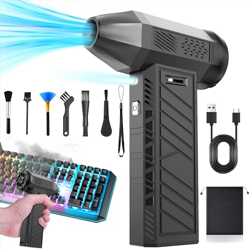 Cosyall Elektrische Staubgebläse Luftdruckspray,180000 U/min, Druckluft Compressed Air Duster Gebläse mit 8000mAh Akku,Reinigungsbürste und Tepy-c Schnellladung, für PC Reinigungsset, Auto, Sofa von Cosyall