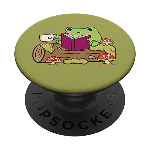 Cottagecore Aesthetic Kawaii Frosch Reading Book Bücherwurm PopSockets mit austauschbarem PopGrip von Cottagecore Aesthetic Clothes Alt Indie Goblincore