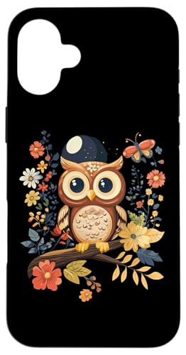 Eule auf Zweig mit Blätter auf Baum Eulen Cottagecore Hülle für iPhone 16 Plus Eule auf Zweig mit Blätter auf Baum Eulen Cottagecore Hülle für iPhone 16 Plus von Cottagecore Eulen Designs für Frühling und Herbst