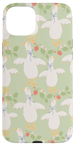 Niedlicher Cottagecore Erdbeerblumen und Gänse Pastelldruck Hülle für iPhone 15 Plus Niedlicher Cottagecore Erdbeerblumen und Gänse Pastelldruck Hülle für iPhone 15 Plus von Cottagecore and Nature tees