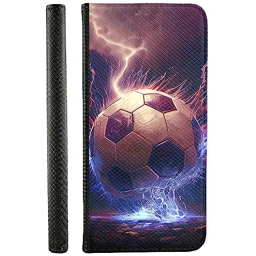 CoverHeld Handyhülle für Samsung Galaxy A14 5G Hülle aus Kunstleder zum klappen mit Motiv 3498 Fußball Abstrakt Blizte von CoverHeld