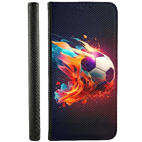 CoverHeld Handyhülle für Xiaomi Redmi 9A Hülle aus Kunstleder zum klappen mit Motiv 3494 Fußball Abstrakt blau-rotes Feuer von CoverHeld