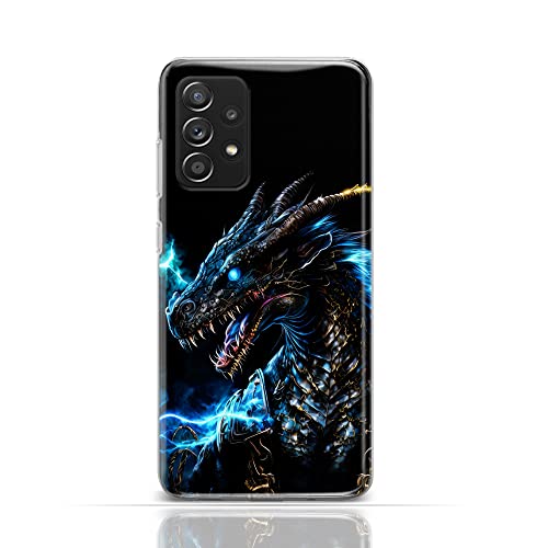 CoverHeld Hülle für Samsung Galaxy A23 5G Handyhülle Schutzhülle aus Silikon TPU Softcase mit Motiv 3515 schwarzer Drache Hörner Blauer Schimmer von CoverHeld