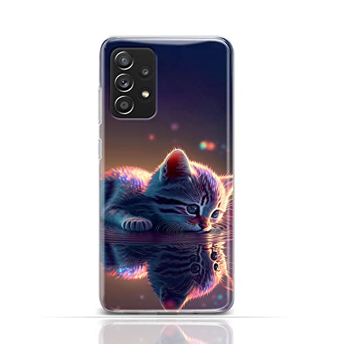 CoverHeld Hülle für Samsung Galaxy A34 5G Handyhülle Schutzhülle aus weichem Silikon TPU Softcase mit Motiv 3529 süßes Kätzchen mit Reflektion im Wasser von CoverHeld