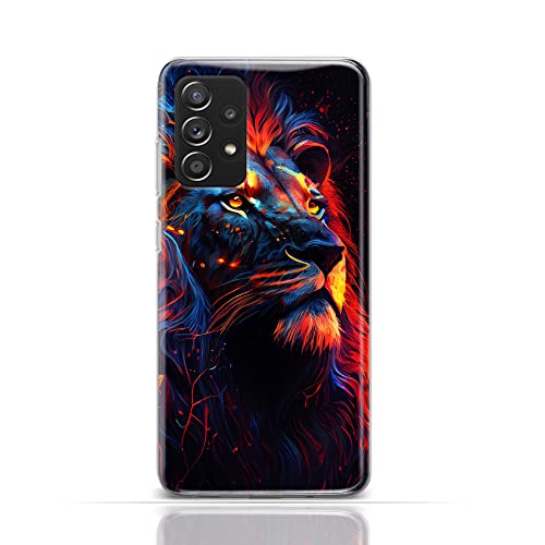 CoverHeld Hülle für Samsung Galaxy M23 5G Handyhülle Schutzhülle aus Silikon TPU Softcase mit Motiv 3489 Löwe Abstrakt blau Geld orange von CoverHeld