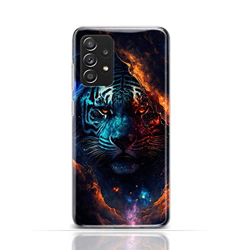 CoverHeld Hülle für Xiaomi Redmi 10c 4G Handyhülle Schutzhülle aus weichem Silikon TPU Softcase mit Motiv 3532 kosmicher Tiger Portrait Wolken Sterne blau orange von CoverHeld