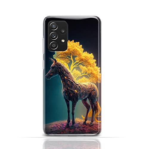 CoverHeld Hülle für iPhone 8 Handyhülle Schutzhülle aus weichem Silikon TPU Softcase mit Motiv 3536 Pferd Abstrakt gelber Baum Fantasy von CoverHeld