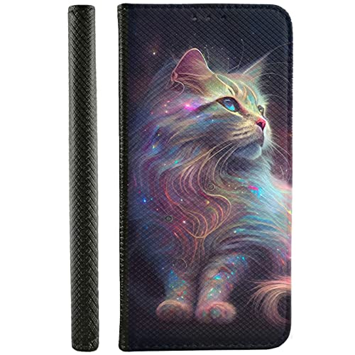 Handyhülle für Samsung Galaxy S9 Hülle aus Kunstleder zum klappen mit Motiv 3511 Schimmernde Fantasy Katze Opal von CoverHeld