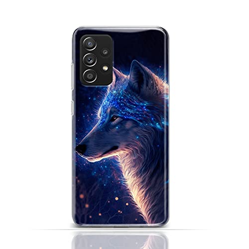 Hülle für Huawei P20 Handyhülle Schutzhülle aus Silikon TPU Softcase mit Motiv 3486 Wolf Profil blaues Glitzer Mystisch von CoverHeld