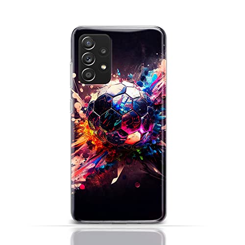 Hülle für Samsung Galaxy A40 Handyhülle Schutzhülle aus Silikon TPU Softcase mit Motiv 3488 Fußball Silber Farbenexplosion Pink Blau von CoverHeld