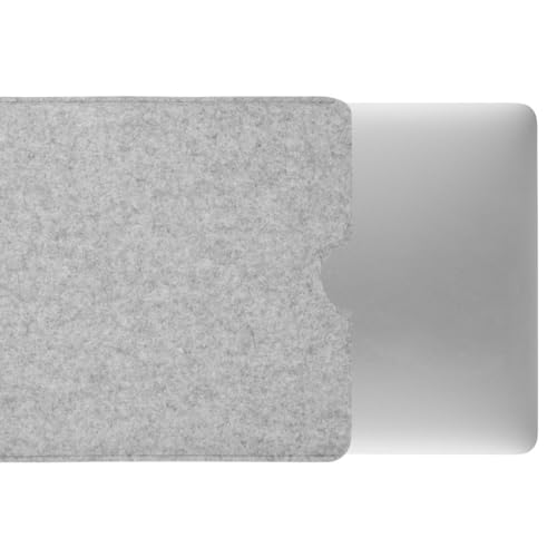 CoverKingz Filz Hülle für MacBook Pro 13" (M1,M2)/Air 13" (M1) - Notebook Tasche handgefertigt aus Wollfilz - hochwertige Laptophülle aus 100% Schurwolle - Moderne Handmade Filzhülle Case Hellgrau von CoverKingz