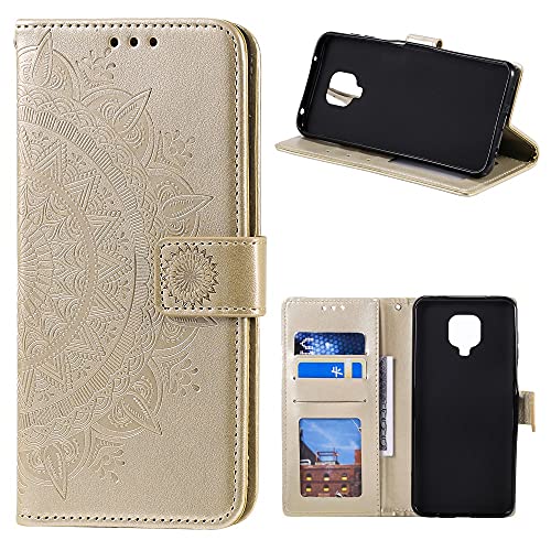 CoverKingz Handy Case kompatibel mit Motorola Moto G9 Play - Handy Cover mit Kartenfach Phonecase - Smartphone Hülle klappbar Motiv Mandala Gold von CoverKingz