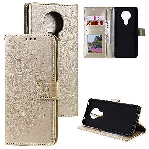 CoverKingz Handy Case kompatibel mit Nokia G20/G10 - Handy Cover mit Kartenfach Phonecase - Smartphone Hülle klappbar Motiv Mandala Gold von CoverKingz