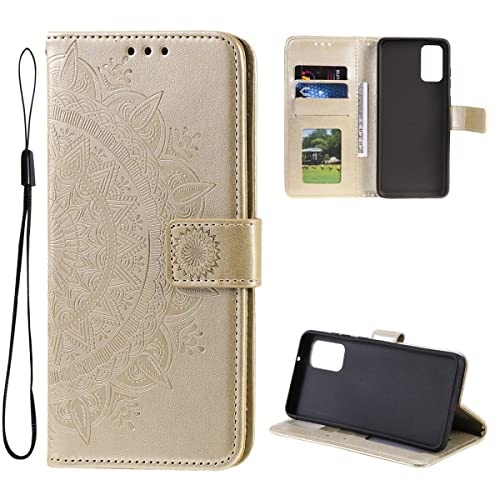 CoverKingz Handy Case kompatibel mit Samsung Galaxy A13 5G/Galaxy A04s - Handy Cover mit Kartenfach Phonecase - Smartphone Hülle klappbar Motiv Mandala Gold von CoverKingz