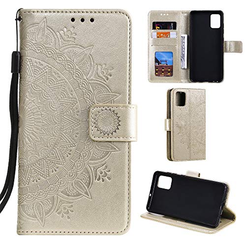 CoverKingz Handy Case kompatibel mit Samsung Galaxy A31 - Handy Cover mit Kartenfach Phonecase - Smartphone Hülle klappbar Motiv Mandala Gold von CoverKingz