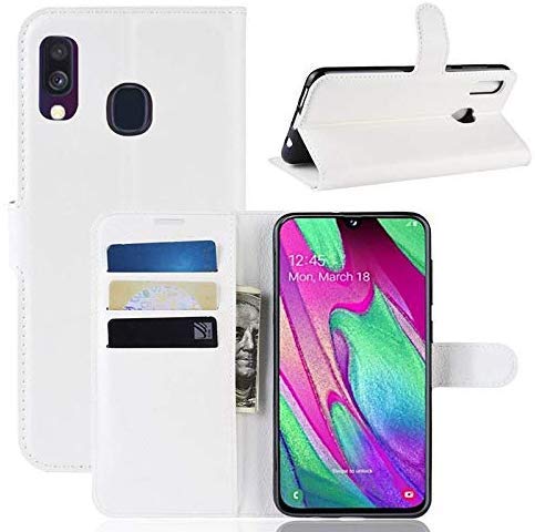 CoverKingz Handy Case kompatibel mit Samsung Galaxy A40 - Handy Cover mit Kartenfach Phonecase - Smartphone Hülle klappbar Weiß von CoverKingz
