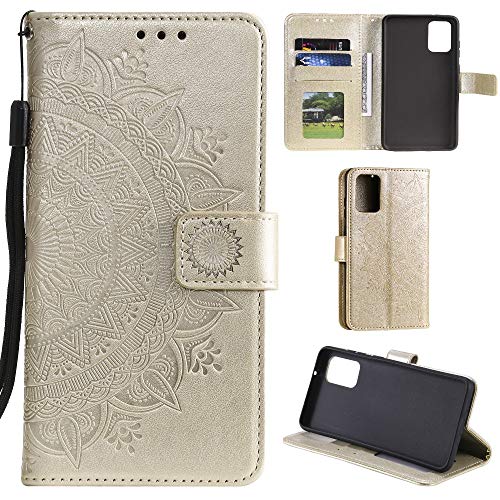 CoverKingz Handy Case kompatibel mit Samsung Galaxy A41 - Handy Cover mit Kartenfach Phonecase - Smartphone Hülle klappbar Motiv Mandala Gold von CoverKingz