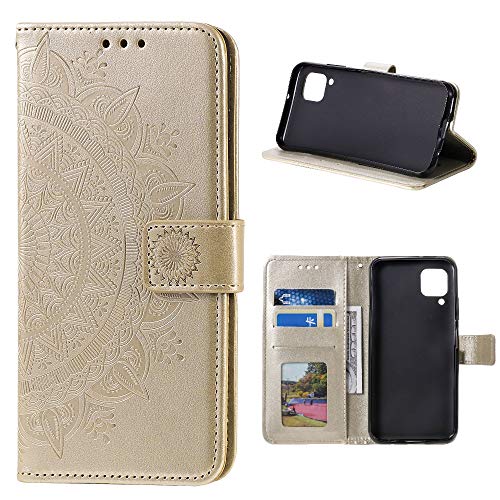 CoverKingz Handy Case kompatibel mit Samsung Galaxy A42 5G - Handy Cover mit Kartenfach Phonecase - Smartphone Hülle klappbar Motiv Mandala Gold von CoverKingz