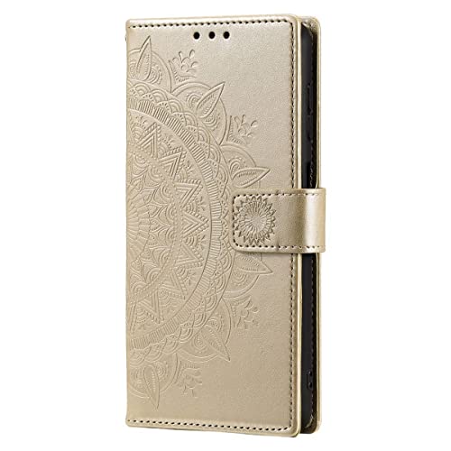 CoverKingz Handy Case kompatibel mit Samsung Galaxy A54 5G - Handy Cover mit Kartenfach Phonecase - Smartphone Hülle klappbar Motiv Mandala Gold von CoverKingz