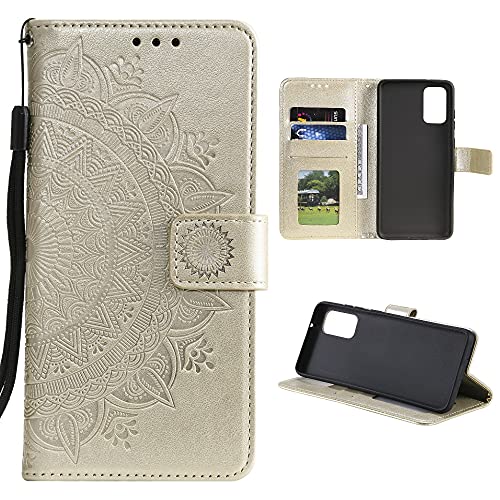 CoverKingz Handy Case kompatibel mit Samsung Galaxy A72 - Handy Cover mit Kartenfach Phonecase - Smartphone Hülle klappbar Motiv Mandala Gold von CoverKingz
