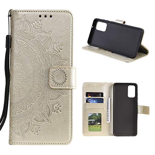 CoverKingz Handy Case kompatibel mit Samsung Galaxy M31s - Handy Cover mit Kartenfach Phonecase - Smartphone Hülle klappbar Motiv Mandala Gold von CoverKingz