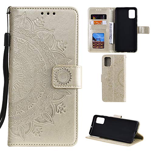 CoverKingz Handy Case kompatibel mit Samsung Galaxy Note10 Lite - Handy Cover mit Kartenfach Phonecase – Smartphone Hülle klappbar Motiv Mandala Gold von CoverKingz