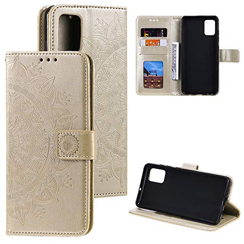 CoverKingz Handy Case kompatibel mit Samsung Galaxy Note20 - Handy Cover mit Kartenfach Phonecase - Smartphone Hülle klappbar Motiv Mandala Gold von CoverKingz