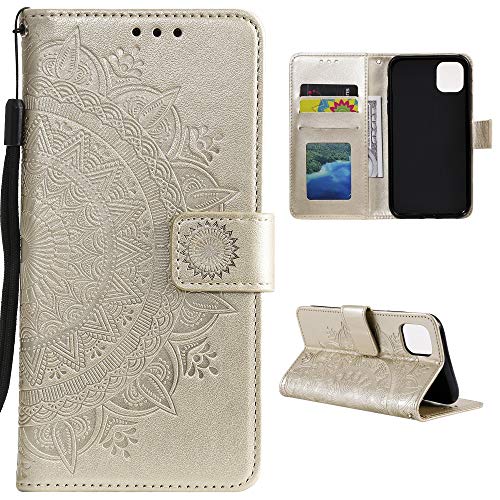 CoverKingz Handy Case kompatibel mit Xiaomi 11 Lite 5G NE/Mi 11 Lite 5G - Handy Cover mit Kartenfach Phonecase - Smartphone Hülle klappbar Motiv Mandala Gold von CoverKingz