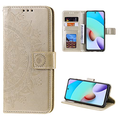 CoverKingz Handy Case kompatibel mit Xiaomi Redmi Note 11 Pro/Note 11 Pro Plus - Handy Cover mit Kartenfach Phonecase - Smartphone Hülle klappbar Motiv Mandala Gold von CoverKingz