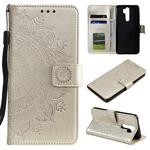 CoverKingz Handy Case kompatibel mit Xiaomi Redmi Note 8 Pro - Handy Cover mit Kartenfach Phonecase - Smartphone Hülle klappbar Motiv Mandala Gold von CoverKingz