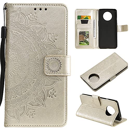 CoverKingz Handy Case kompatibel mit Xiaomi Redmi Note 9T - Handy Cover mit Kartenfach Phonecase - Smartphone Hülle klappbar Motiv Mandala Gold von CoverKingz