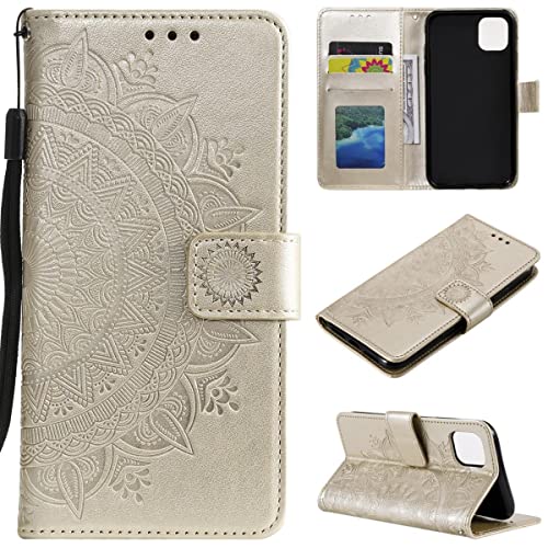CoverKingz Handy Cover kompatibel mit iPhone 12 Mini - Handyschutz mit Kartenfach Klapphülle - Bookcase Hülle aufklappbar Motiv Mandala Gold CoverKingz Handy Cover kompatibel mit iPhone 12 Mini - Handyschutz mit Kartenfach Klapphülle - Bookcase Hülle aufklappbar Motiv Mandala Gold von CoverKingz